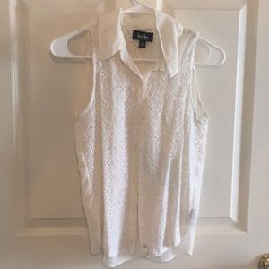 Cream lace button up tank